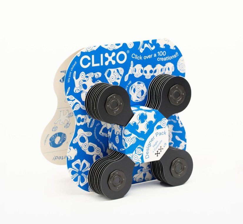 CLIXO Designer Black & Grey - magnetická stavebnica 9 kusov