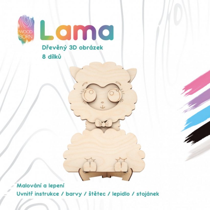 Lama - Drevené 3D omaľovanky
