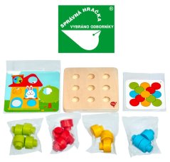 Lucy & Leo - Barevná mozaika - dřevěná hra s velkými kolíky a předlohami
