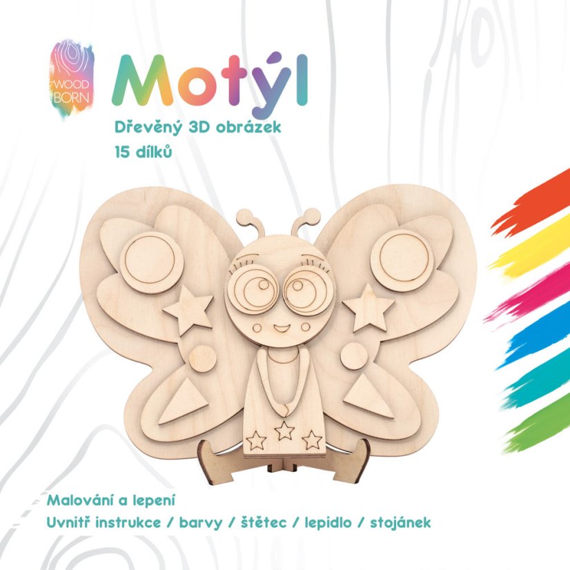 Motýl - Dřevěná 3D omalovánka