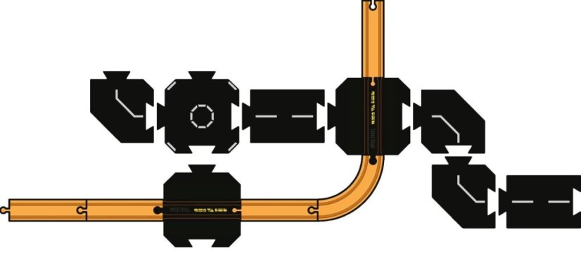 TODDLEROAD 2201 ŽELEZNIČNÉ PRIECESTIE S DOPLNKAMI - flexibilná cesta - 8 silikónových puzzle dielov