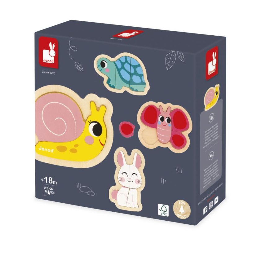 Janod Moje prvé drevené puzzle Záhrada 4v1