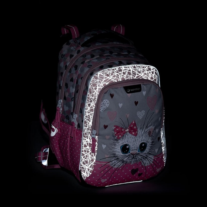 BAGMASTER Školní batoh LUMI 22 A s kočičkou