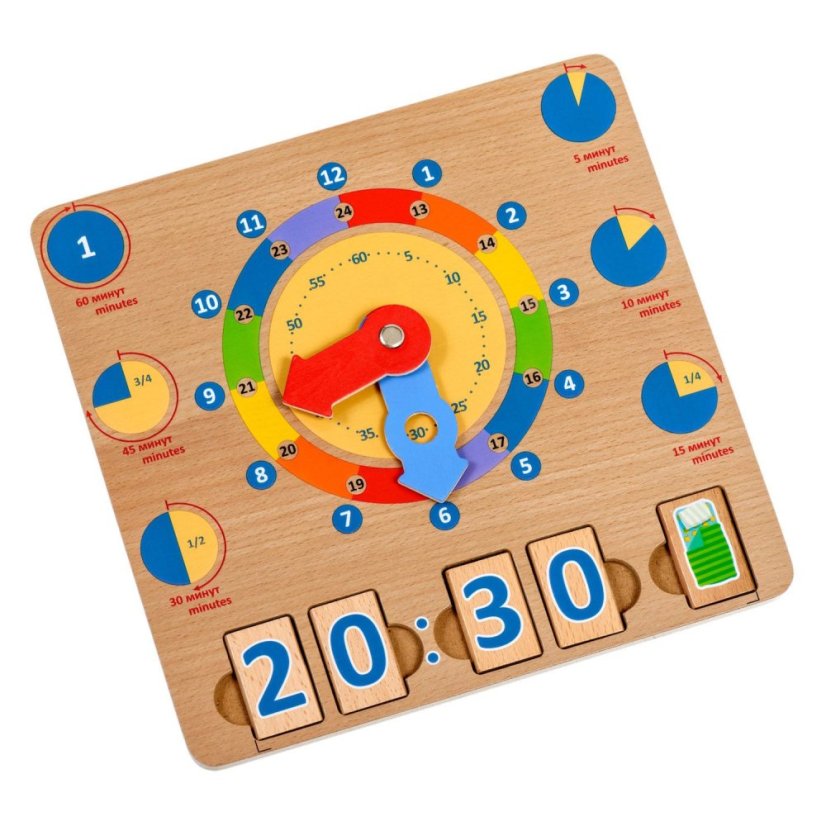 Lucy & Leo - Učíme sa hodiny – Drevená vzdelávacia hracia doska