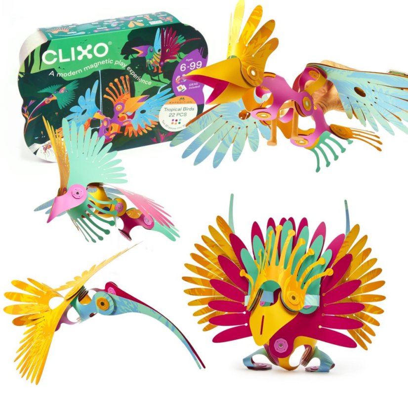 CLIXO Tropical Birds - magnetická stavebnica 22 kusov