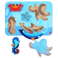 Lucy & Leo - Morské živočíchy - Drevené vkladacie puzzle 6 dielikov