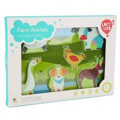 Lucy & Leo - Hospodárske zvieratá - Drevené vkladacie puzzle 7 dielikov