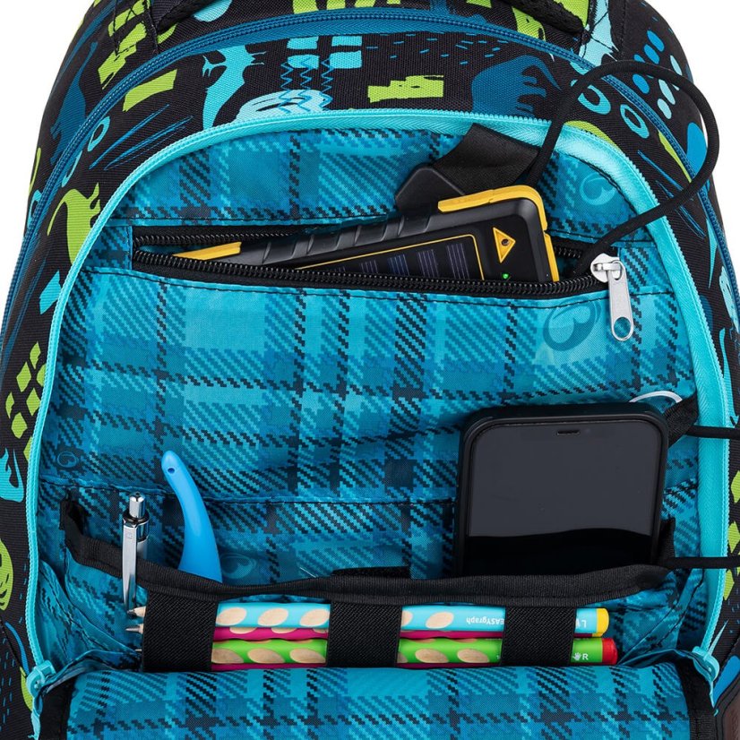 BAGMASTER Velký školní SET VEGA 22 B zelenomodrý