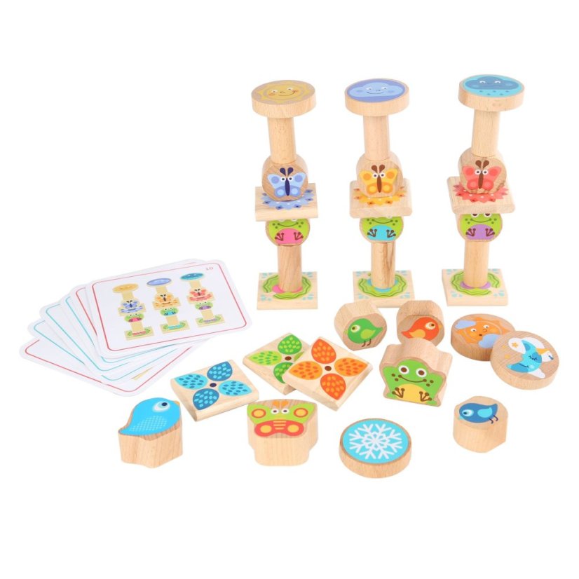 Lucy & Leo - Malí priatelia - Drevená balančná hra so šablónami 33 dielikov