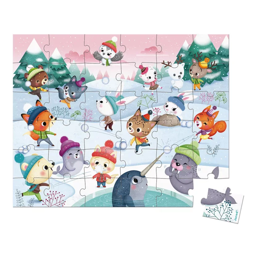 Janod Puzzle Párty na sněhu v kufříku 36 ks
