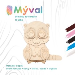 Mýval - Dřevěná 3D omalovánka
