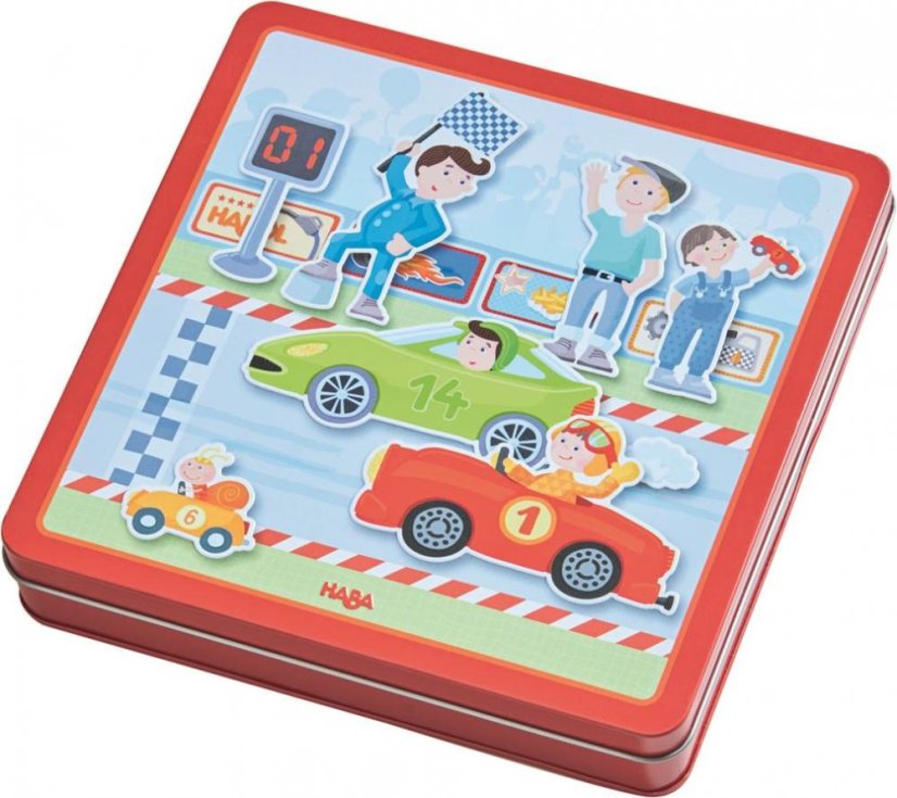 Haba Magnetická hračka Pretekárske autá v kovovej krabici