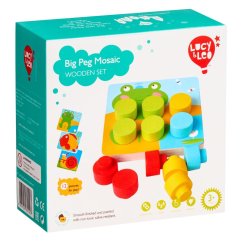 Lucy & Leo - Barevná mozaika - dřevěná hra s velkými kolíky a předlohami