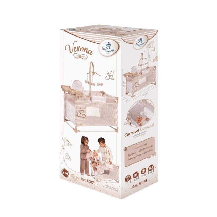 DeCuevas 53178 Moja prvá postieľka pre bábiky s hracím centrom Verona 2025