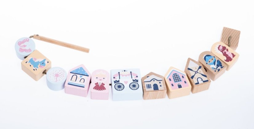 CUBIKA Pastel 16013 Navliekacia rozprávka - navliekací set - 13 drevených dielov a 8 predlôh