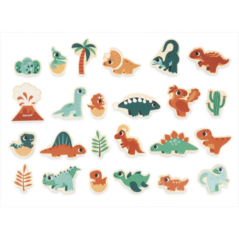 Janod Drevené magnetky Dinosaury 24 ks
