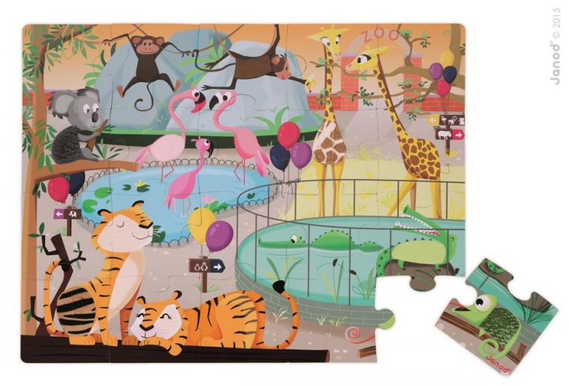 Janod Puzzle dotykové Den v  ZOO s textúrou 20 ks