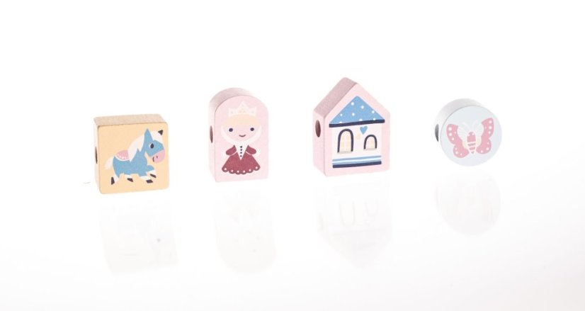 CUBIKA Pastel 16013 Navliekacia rozprávka - navliekací set - 13 drevených dielov a 8 predlôh