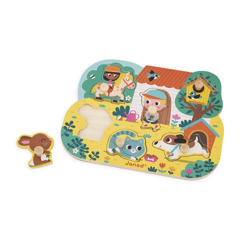 Janod Dřevěné vkládací puzzle s úchyty Venkov