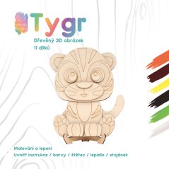 Tiger - drevené 3D omaľovánky