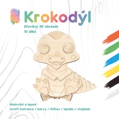 Krokodíl - Drevené 3D omaľovánky