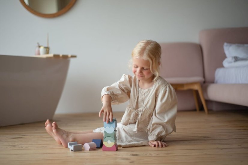 CUBIKA Pastel 16112 Balančná veža IX - drevená skladačka 11 dielov