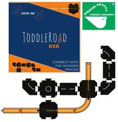 TODDLEROAD 2201 ŽELEZNIČNÉ PRIECESTIE S DOPLNKAMI - flexibilná cesta - 8 silikónových puzzle dielov