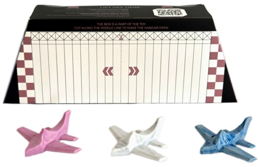 TODDLEROAD 2157 HANGÁR MARBLE - 3 ergonomické lietadlá s funkčnou krabicou