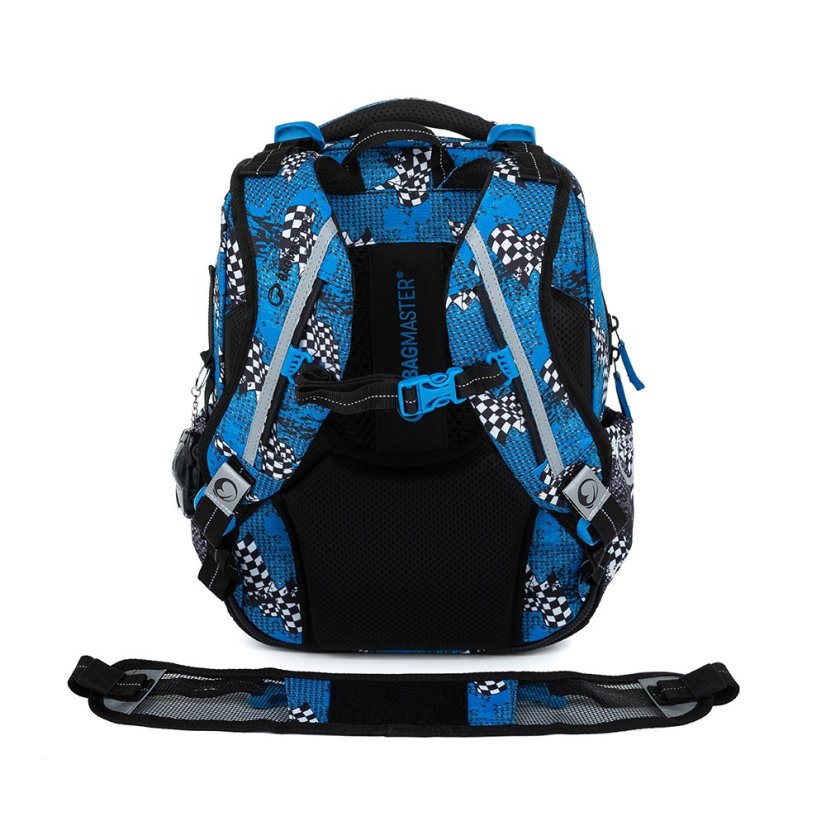 Bagmaster BATOH LUMI 23 D Školský trojkomorový batoh - modré auto