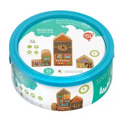 Lucy & Leo - Město - sada dřevěných kostek se dvěma autíčky - 25 dílů