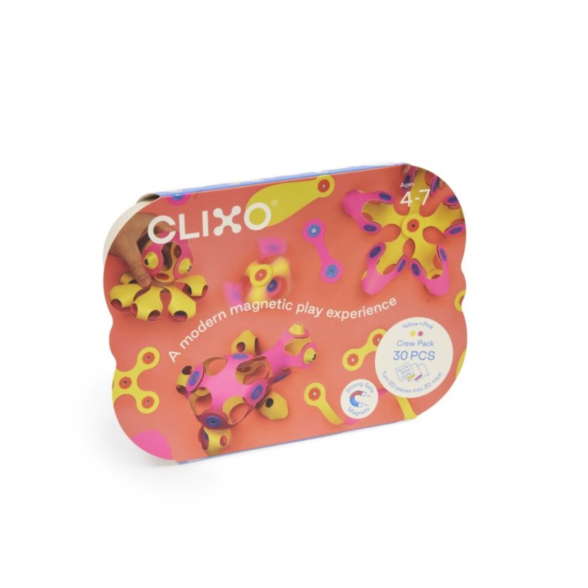 CLIXO Crew Pink & Yellow - magnetická stavebnica 30 kusov
