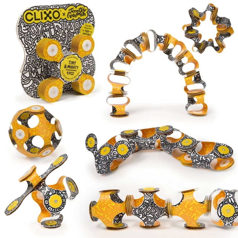 CLIXO Tiny & Mighty Artist Edition (Timothy Goodman) - magnetická stavebnica 9 kusov