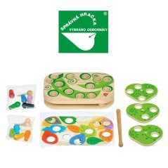 Lucy & Leo - Chytanie húseníc – drevená motorická stolová hra s magnetmi