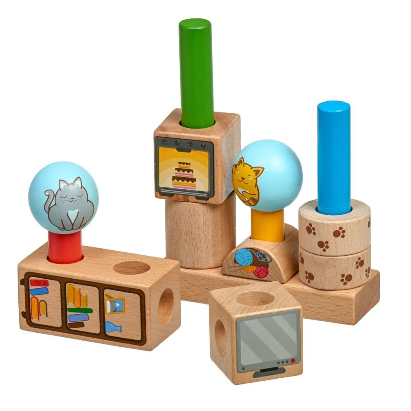 Lucy & Leo - Hravé kočky- dřevěná skládačka s předlohami