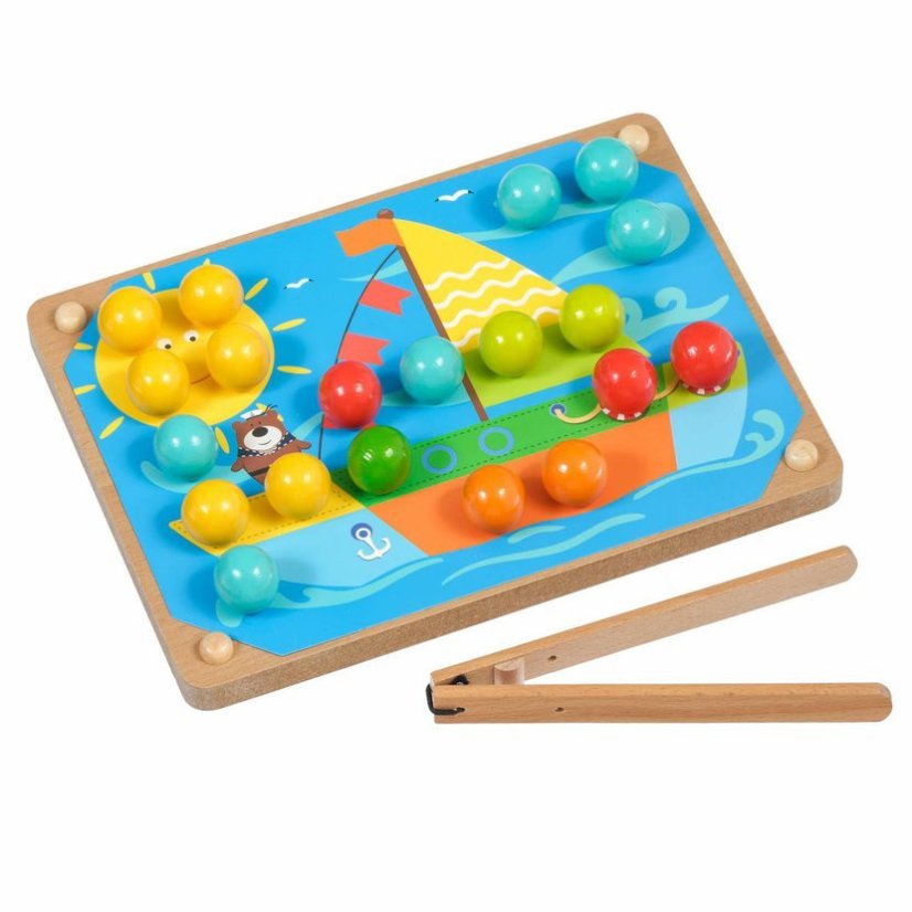 Lucy & Leo - Mozaika s pinzetou a vyšívaním - drevená hracia súprava s predlohami