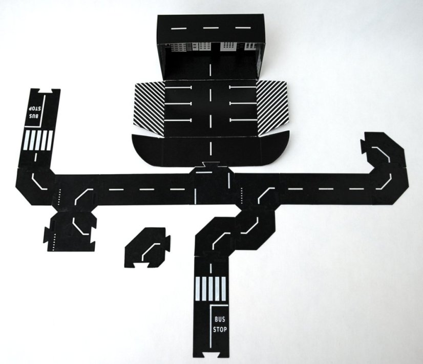 TODDLEROAD 2003 SADA MESTO - flexibilná cesta - 14 silikónových puzzle dielov