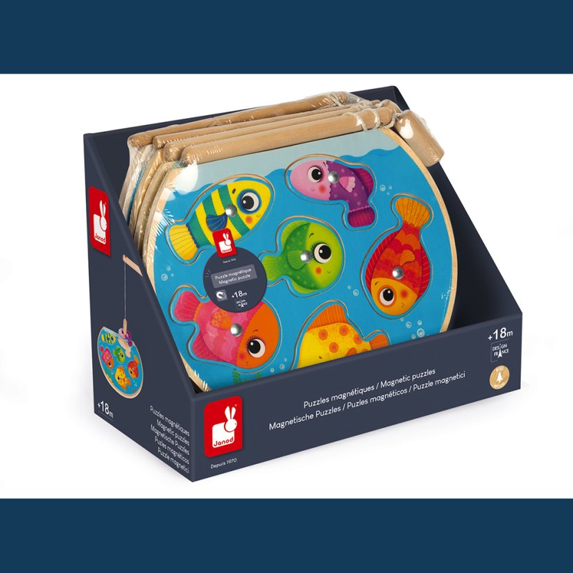Janod Dřevěné vkládací puzzle Rybičky 6 ks