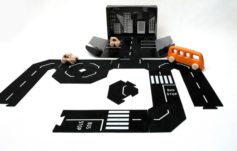 TODDLEROAD 2003 SADA MESTO - flexibilná cesta - 14 silikónových puzzle dielov