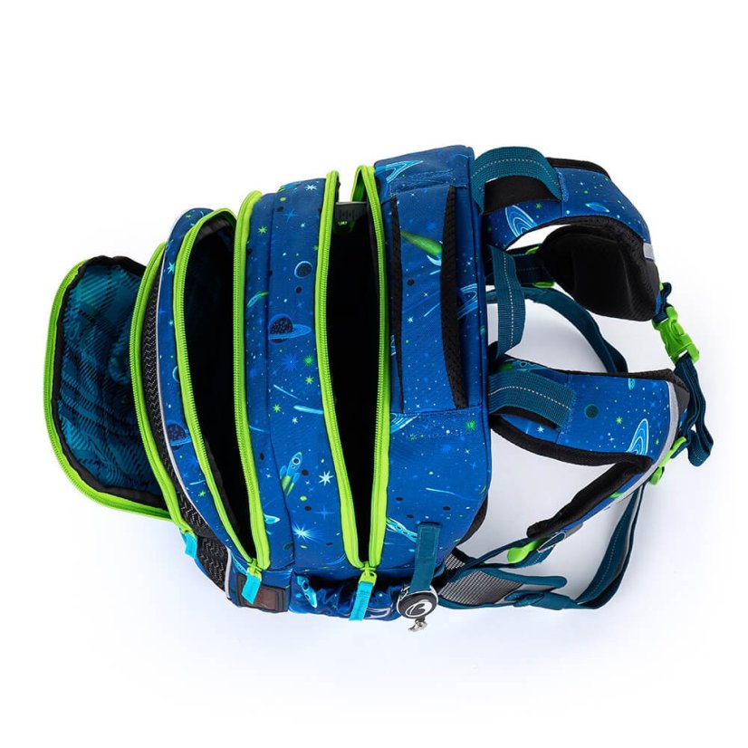 BAGMASTER Malý školský SET LUMI 22 D modrý vesmírne psy