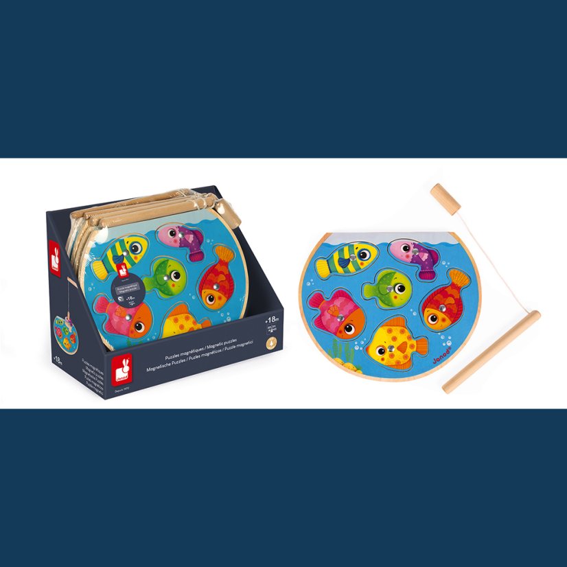 Janod Dřevěné vkládací puzzle Rybičky 6 ks