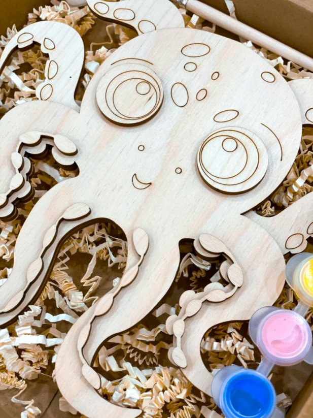 Chobotnica - 3D omaľovanka z dreva