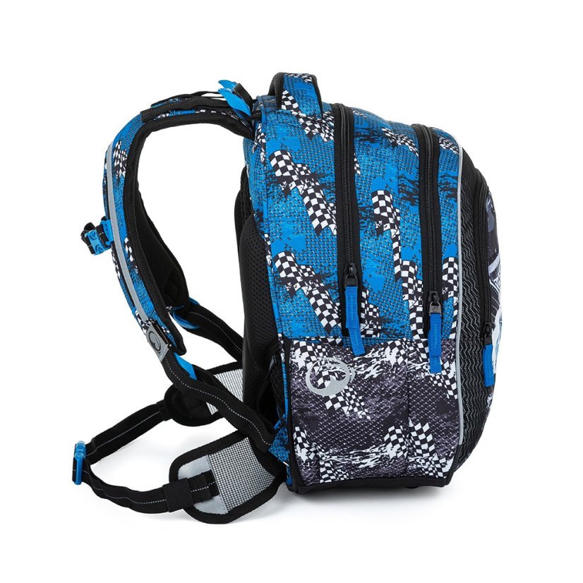 Bagmaster BATOH LUMI 23 D Školský trojkomorový batoh - modré auto